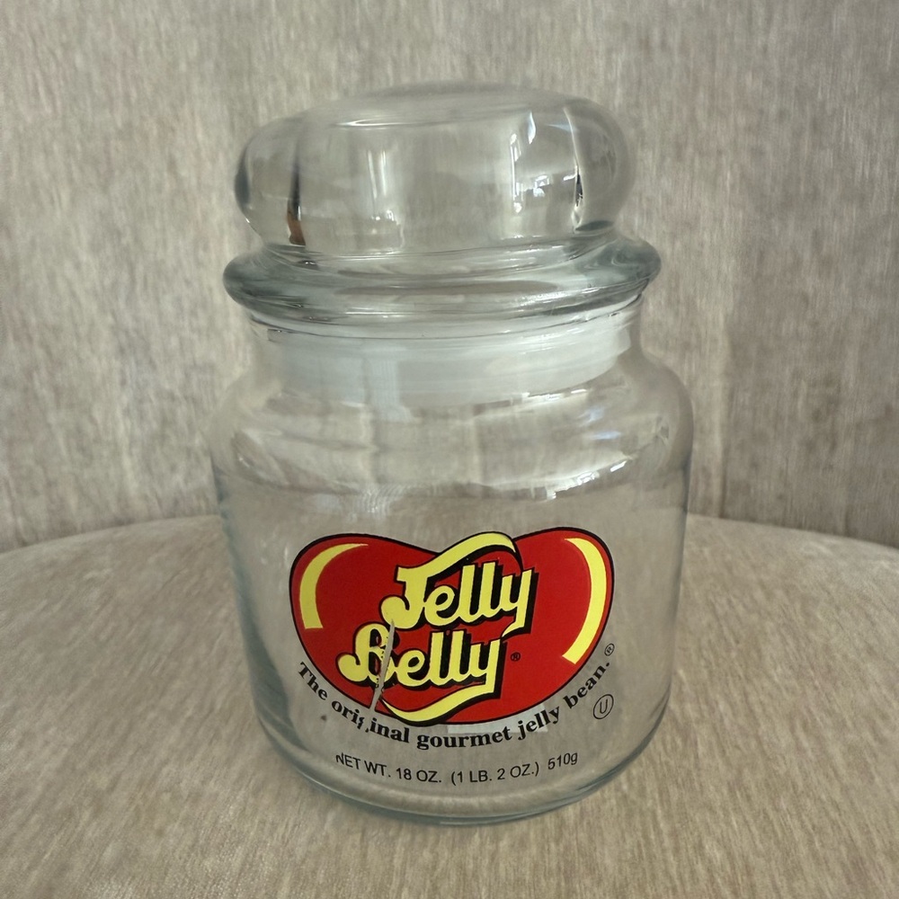18 oz. JELLY BELLY GLASS JAR Gourmet Jelly Bean Air-Tight Lid Read Ad